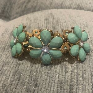 Gold and Green Floral Bracelet